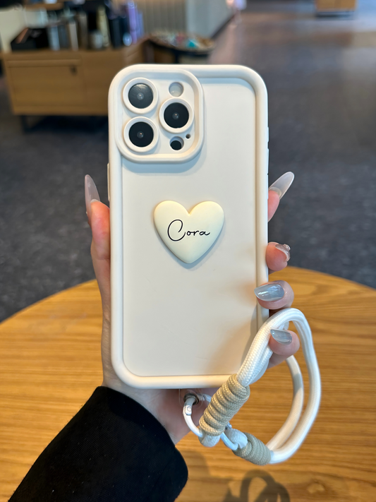Personalized Signature Phone Case with Raised Heart – Add Your Name