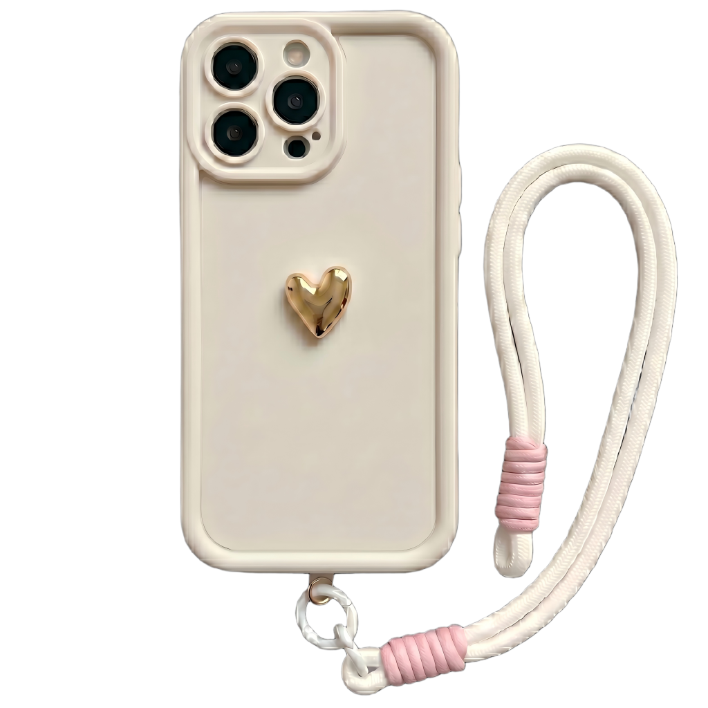 Custom Name Phone Case with 3D Silver/Gold Heart – Make It Truly Yours