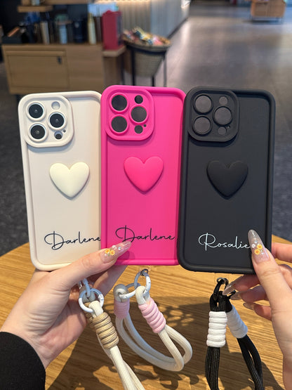 Fashionable 3D Cute Heart Custom Name Signature Series Phone Case