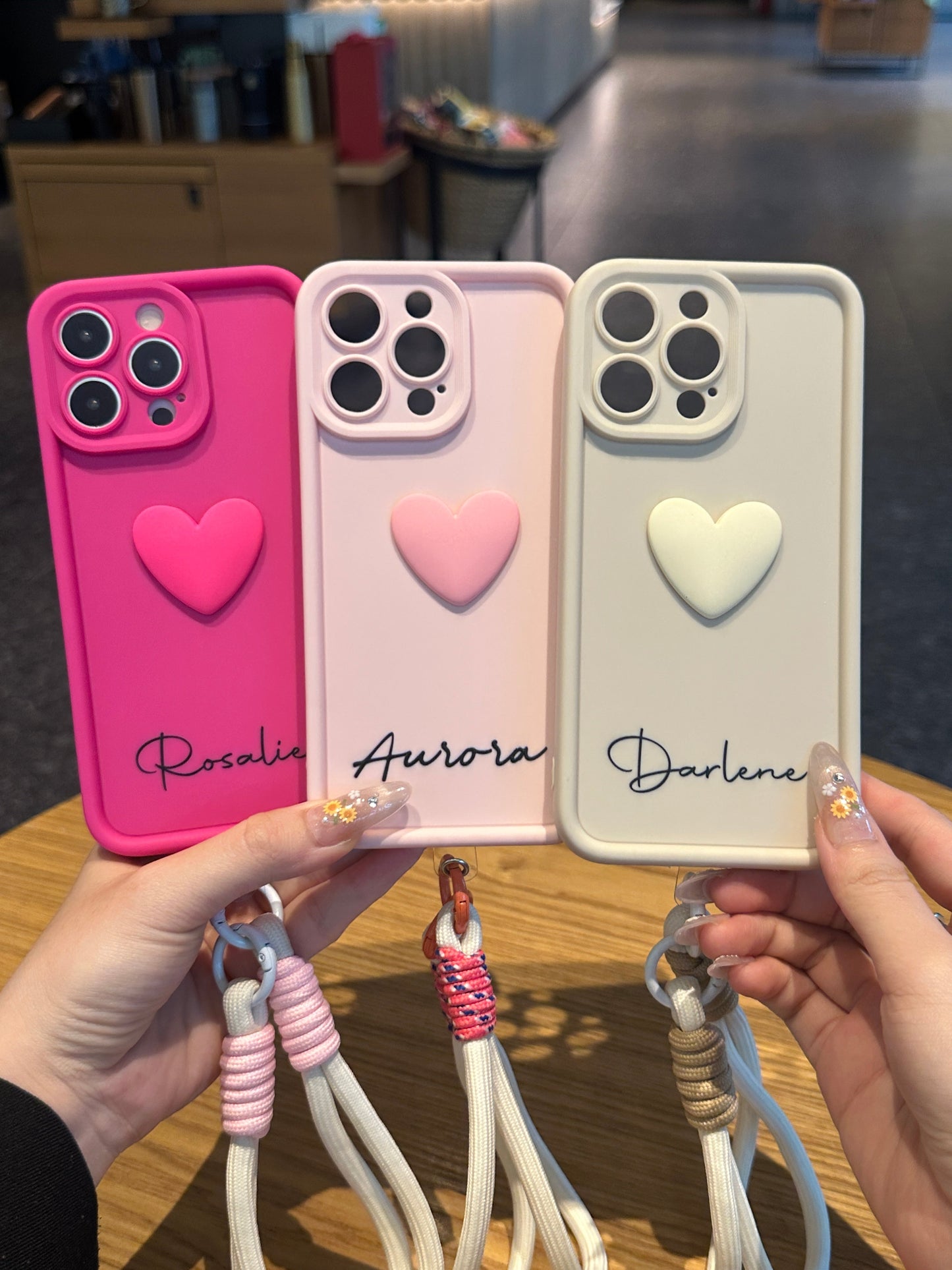 Fashionable 3D Cute Heart Custom Name Signature Series Phone Case