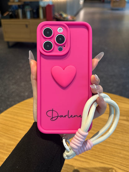 Fashionable 3D Cute Heart Custom Name Signature Series Phone Case