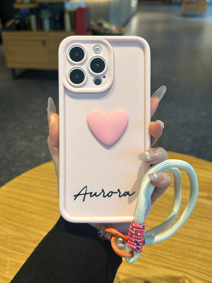 Custom Name Statement Series: Fashionable 3D Matte Heart Phone Case