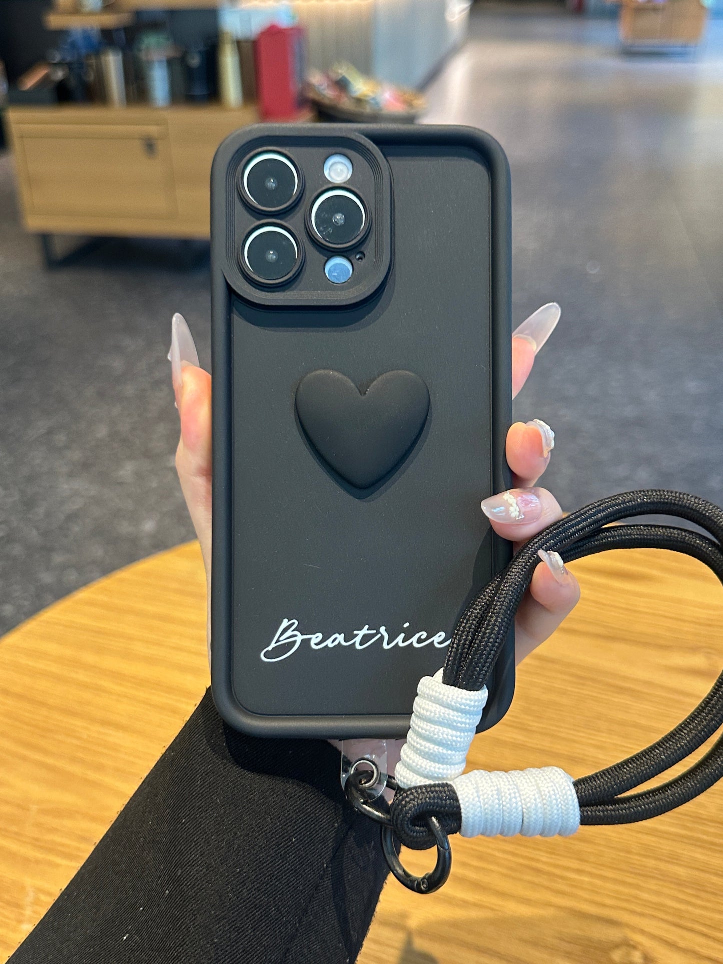 Fashionable 3D Cute Heart Custom Name Signature Series Phone Case