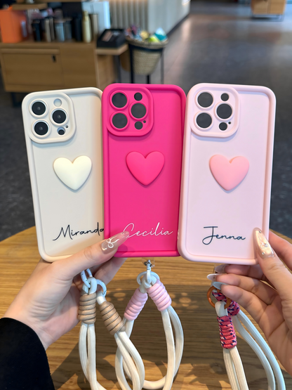 Custom Name Signature Phone Case with 3D Heart – Make It Uniquely Yours