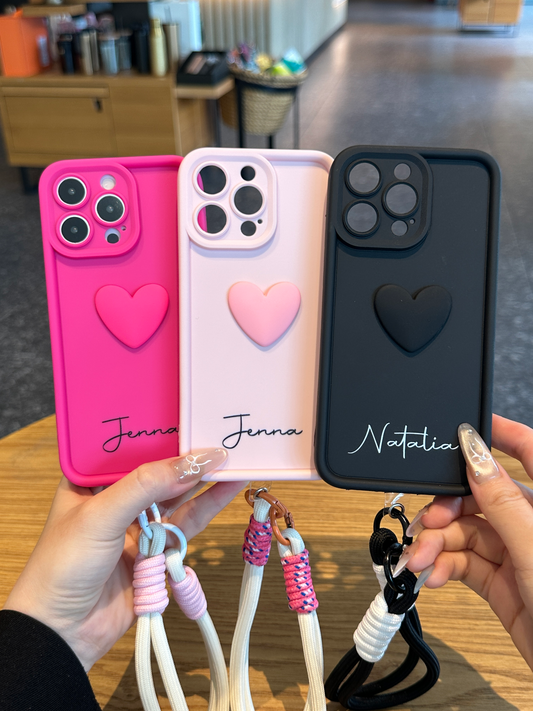 Custom Name Signature Phone Case with 3D Heart – Make It Uniquely Yours