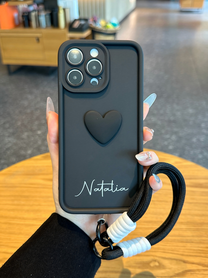 Custom Name Signature Phone Case with 3D Heart – Make It Uniquely Yours
