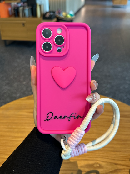 Custom Name Signature Phone Case with 3D Heart – Make It Uniquely Yours