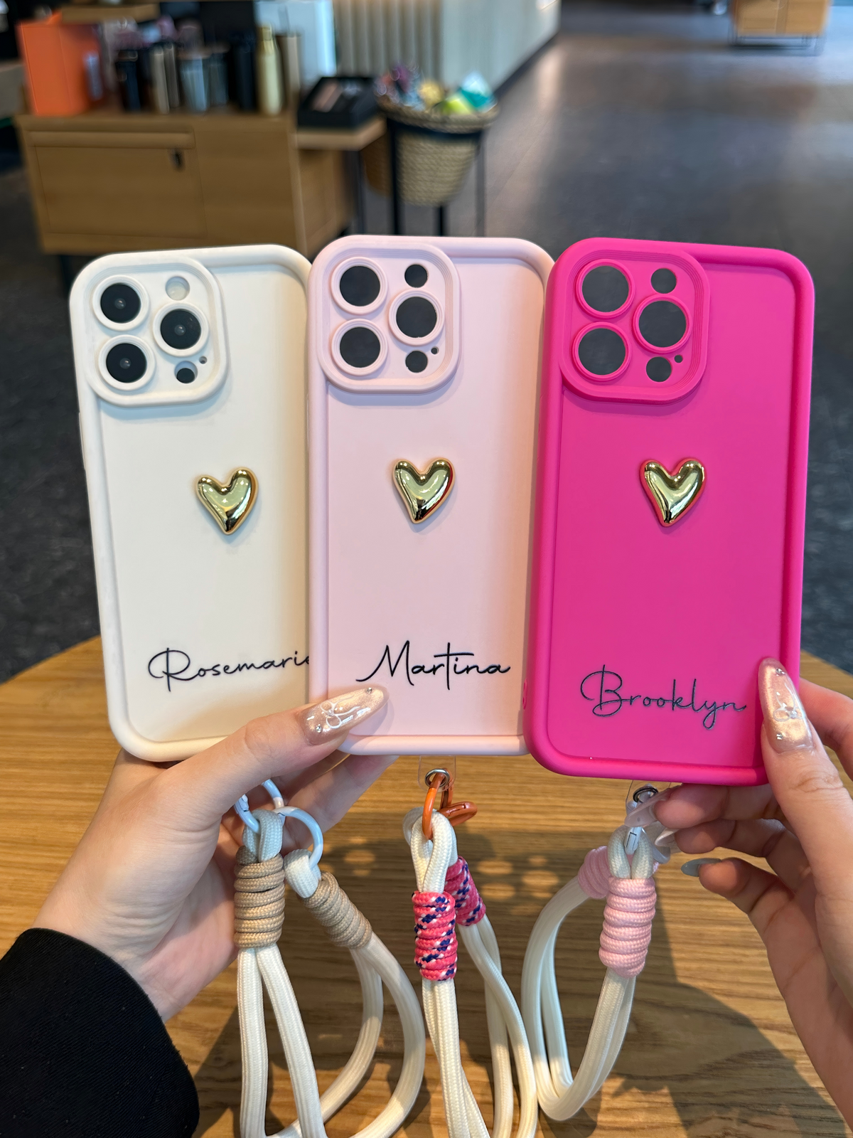 Custom Name Phone Case with 3D Silver/Gold Heart – Make It Truly Yours
