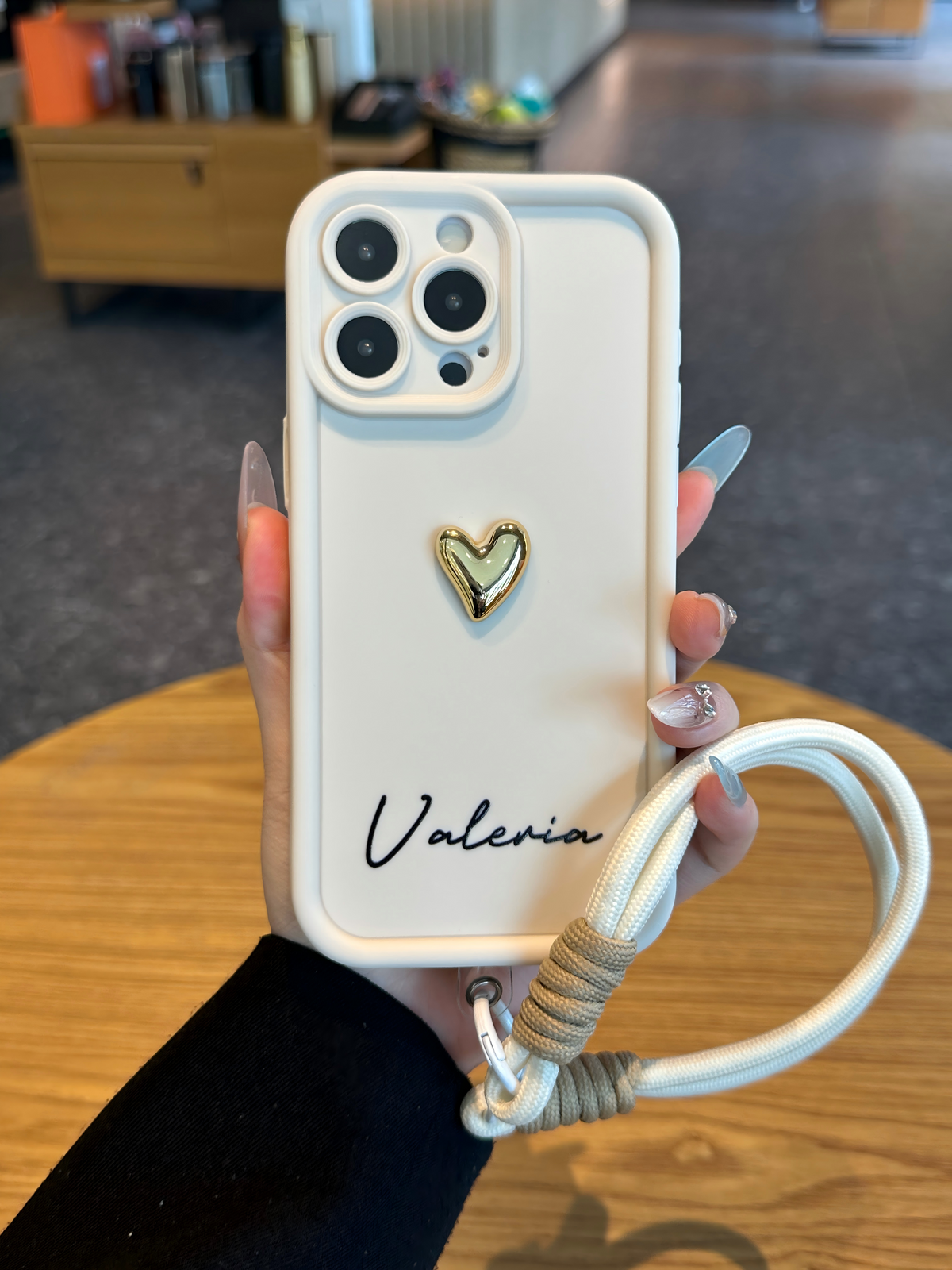 Custom Name Phone Case with 3D Silver/Gold Heart – Make It Truly Yours