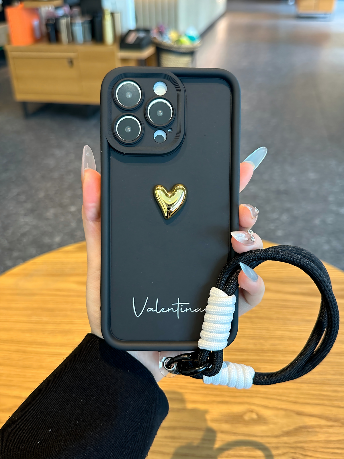 Custom Name Phone Case with 3D Silver/Gold Heart – Make It Truly Yours