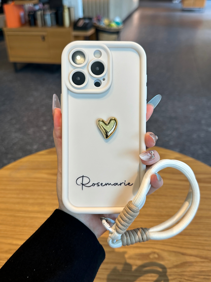 Custom Name Phone Case with 3D Silver/Gold Heart – Make It Truly Yours