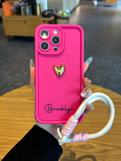 Custom Name Phone Case with 3D Silver/Gold Heart – Make It Truly Yours