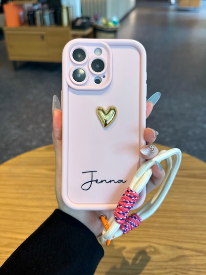 Custom Name Phone Case with 3D Silver/Gold Heart – Make It Truly Yours