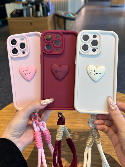 Personalized Signature Phone Case with Raised Heart – Add Your Name