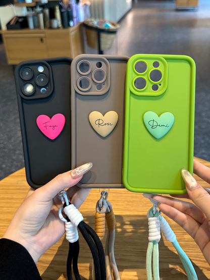 Personalized Signature Phone Case with Raised Heart – Add Your Name