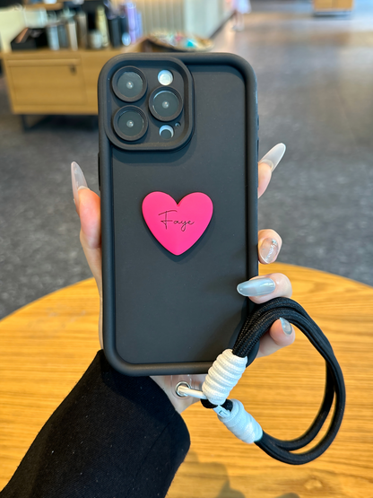Personalized Signature Phone Case with Raised Heart – Add Your Name