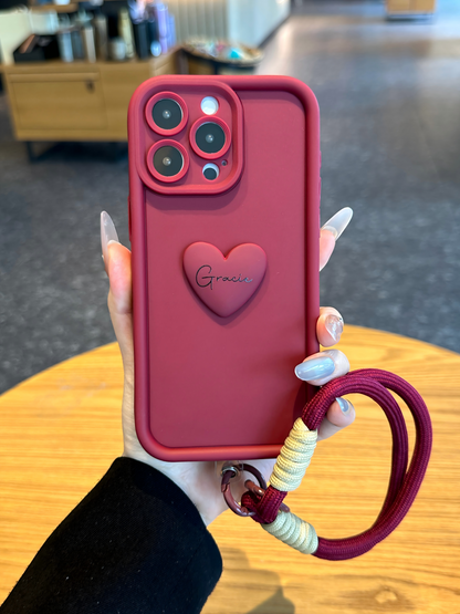 Personalized Signature Phone Case with Raised Heart – Add Your Name