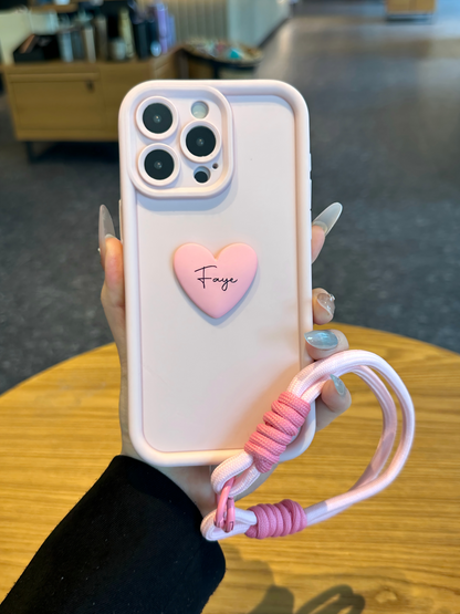 Personalized Signature Phone Case with Raised Heart – Add Your Name
