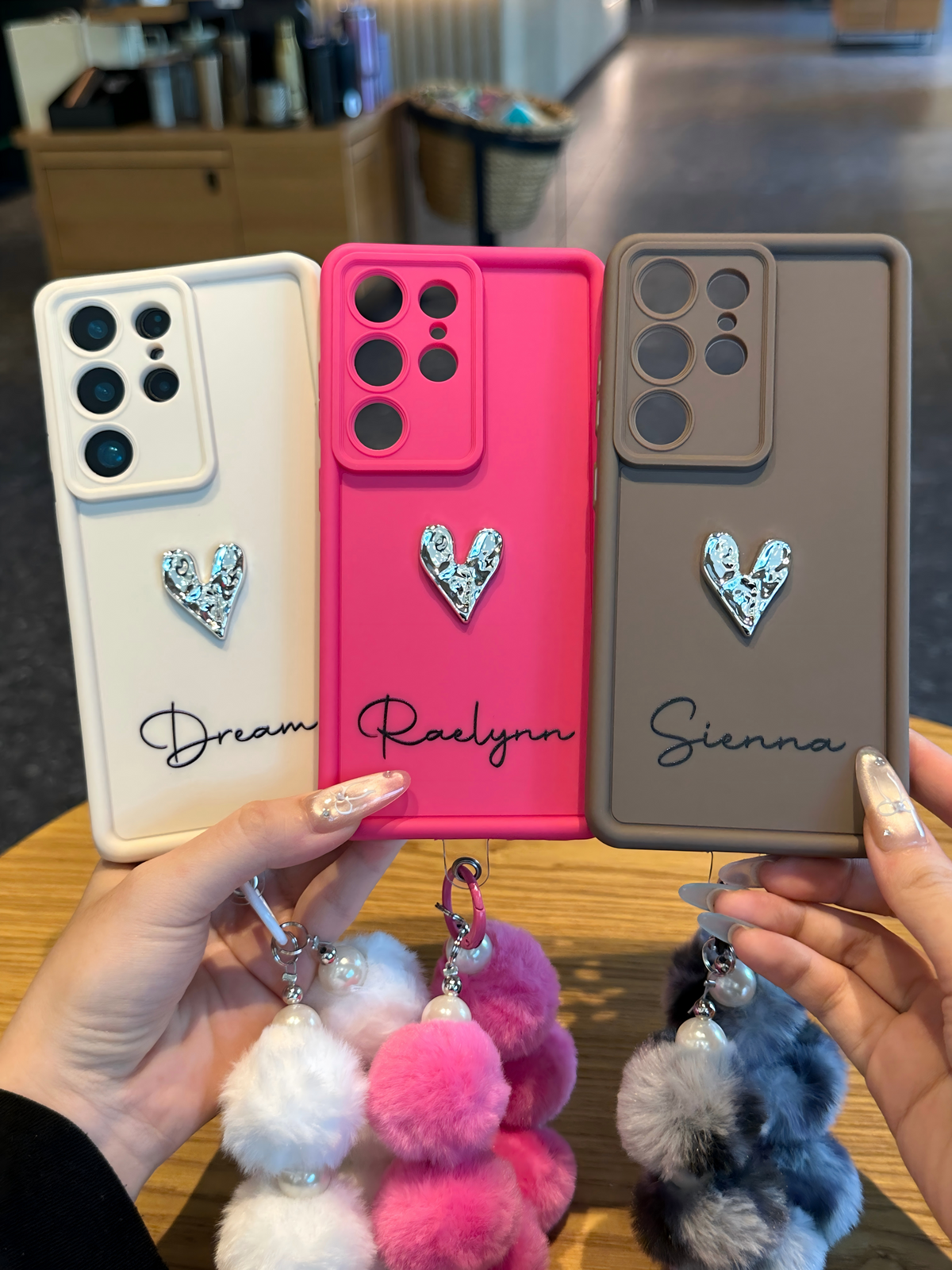Custom Name Phone Case with 3D Silver/Gold Heart – Make It Truly Yours