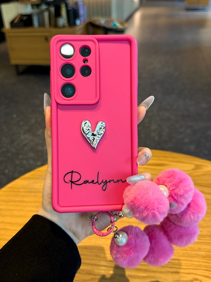 Custom Name Phone Case with 3D Silver/Gold Heart – Make It Truly Yours