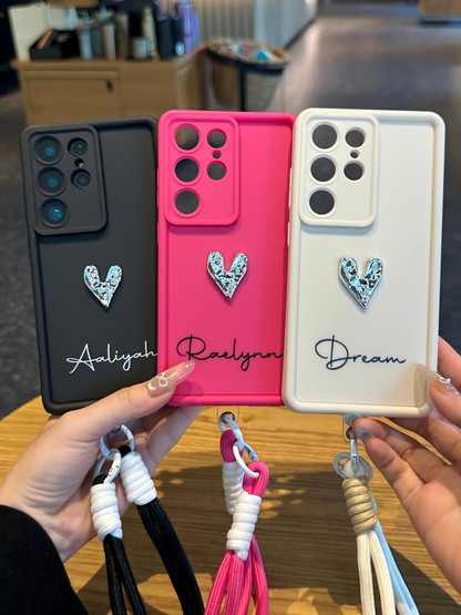 Custom Name Phone Case with 3D Silver/Gold Heart – Make It Truly Yours