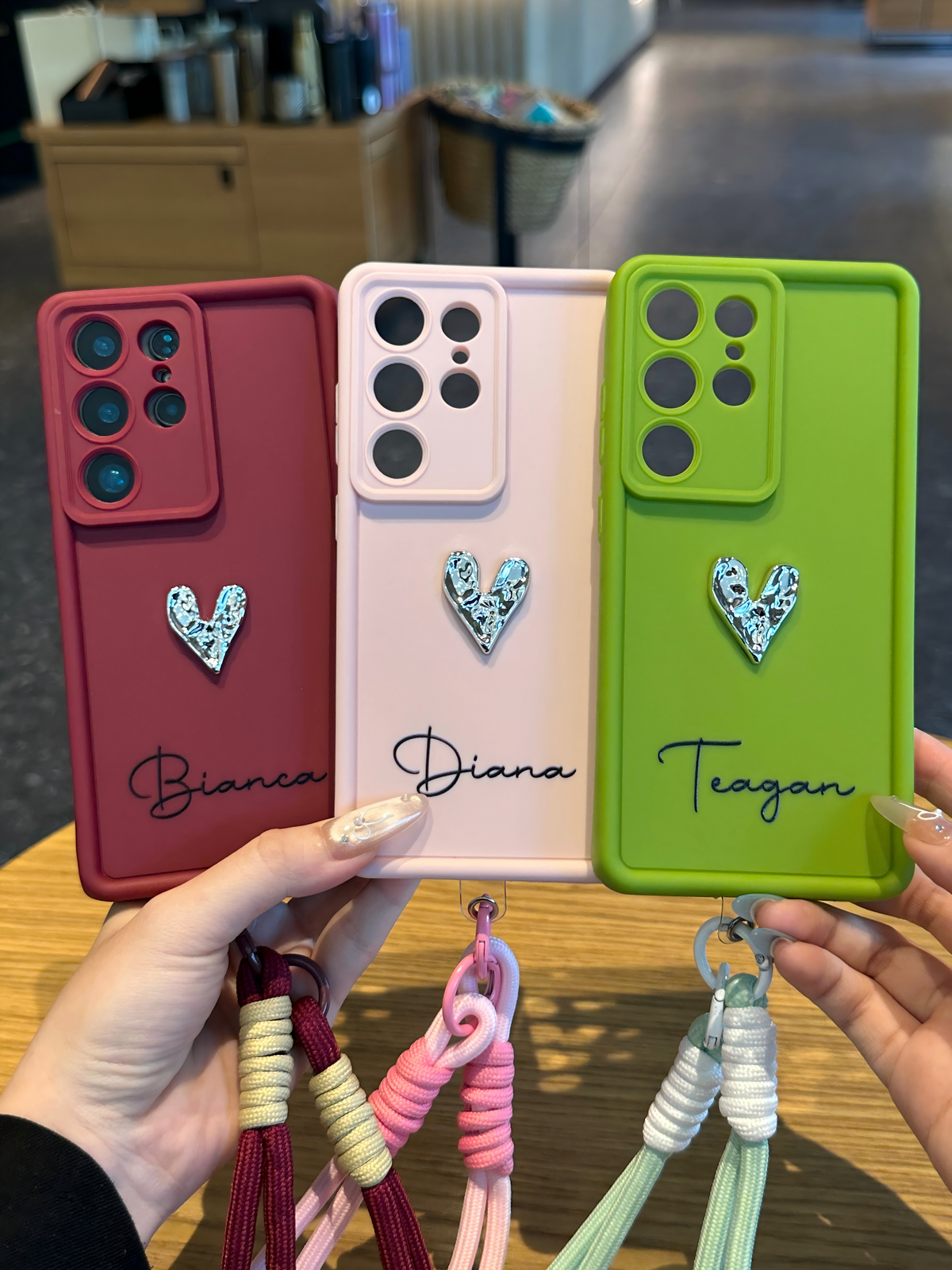 Custom Name Phone Case with 3D Silver/Gold Heart – Make It Truly Yours