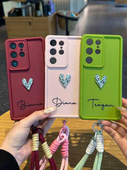 Custom Name Phone Case with 3D Silver/Gold Heart – Make It Truly Yours
