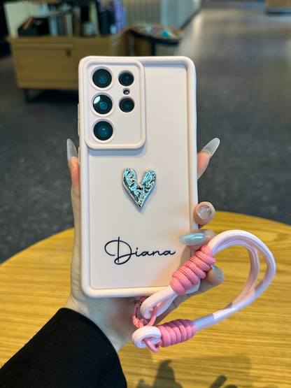 Custom Name Phone Case with 3D Silver/Gold Heart – Make It Truly Yours