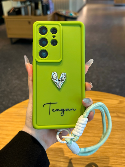 Custom Name Phone Case with 3D Silver/Gold Heart – Make It Truly Yours