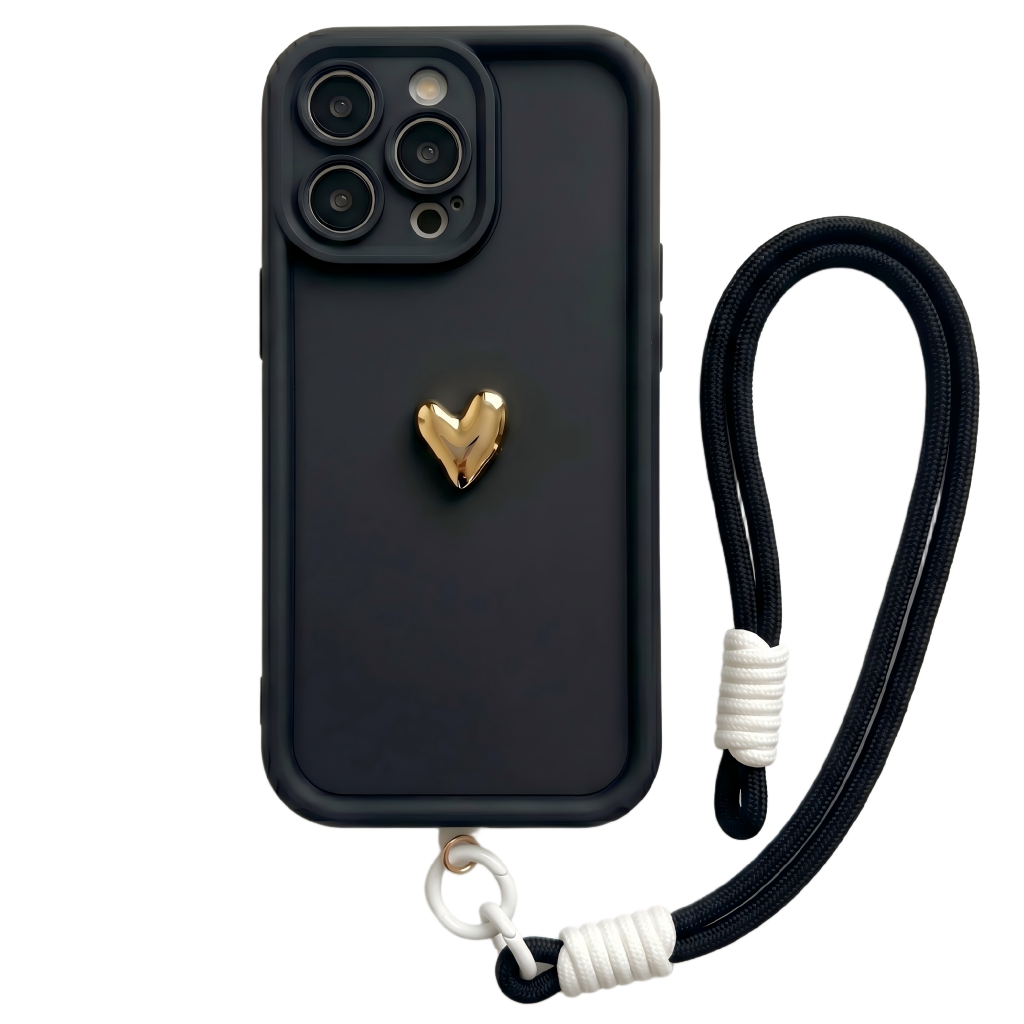 Custom Name Phone Case with 3D Silver/Gold Heart – Make It Truly Yours