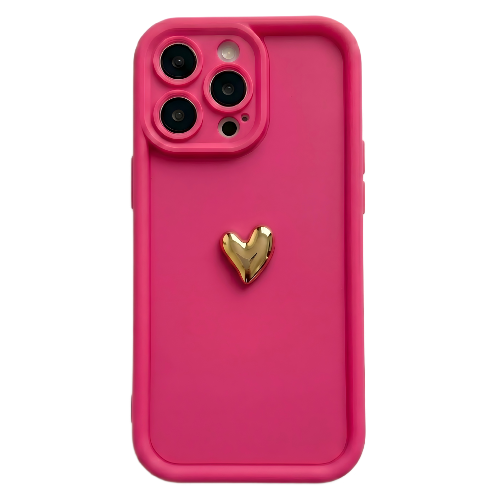 Custom Name Phone Case with 3D Silver/Gold Heart – Make It Truly Yours