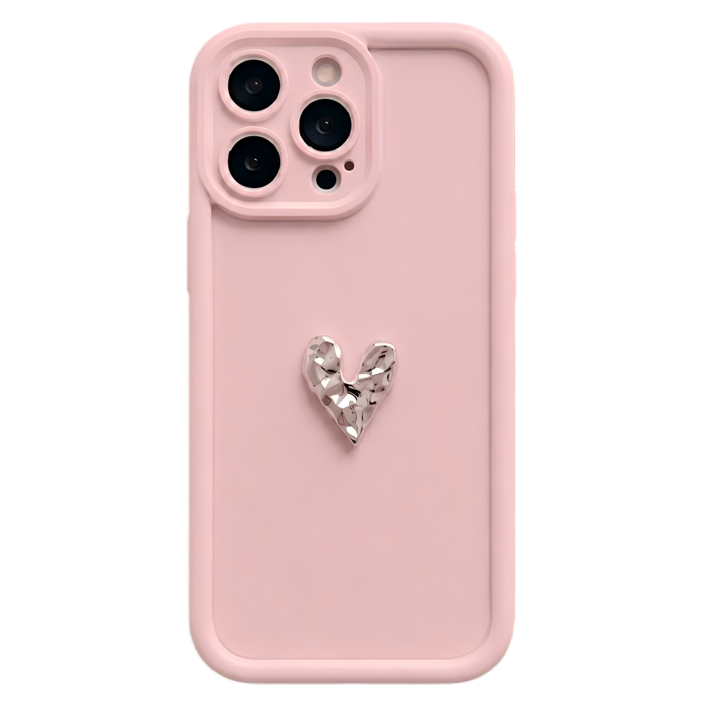Custom Name Phone Case with 3D Silver/Gold Heart – Make It Truly Yours