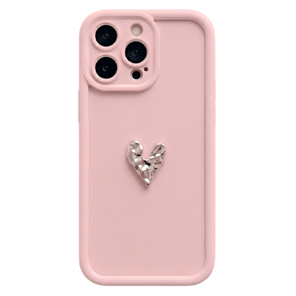 Custom Name Phone Case with 3D Silver/Gold Heart – Make It Truly Yours