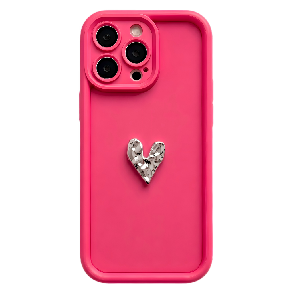 Custom Name Phone Case with 3D Silver/Gold Heart – Make It Truly Yours
