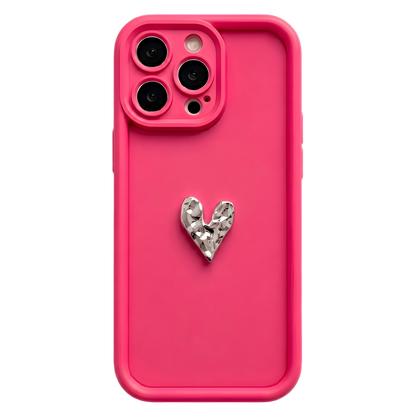 Custom Name Phone Case with 3D Silver/Gold Heart – Make It Truly Yours
