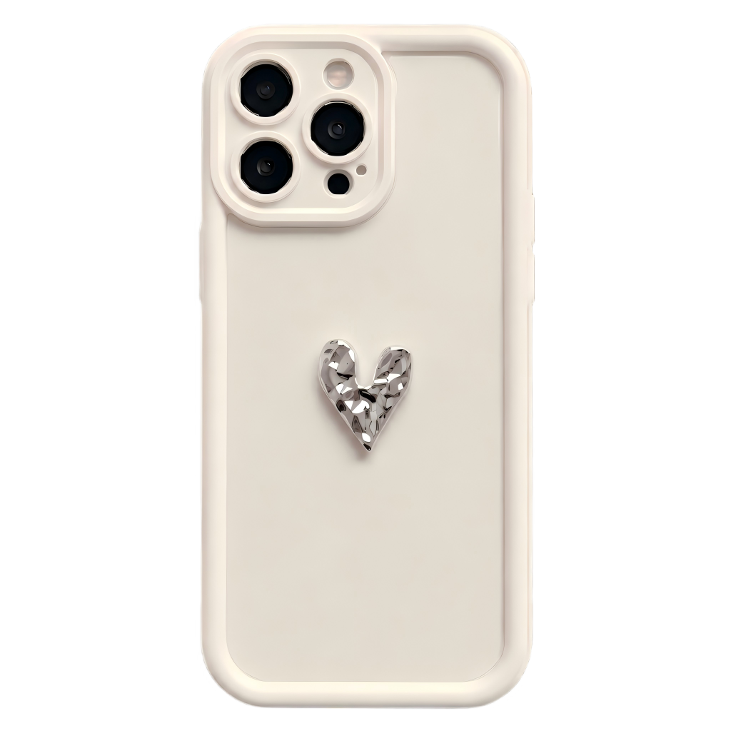 Custom Name Phone Case with 3D Silver/Gold Heart – Make It Truly Yours
