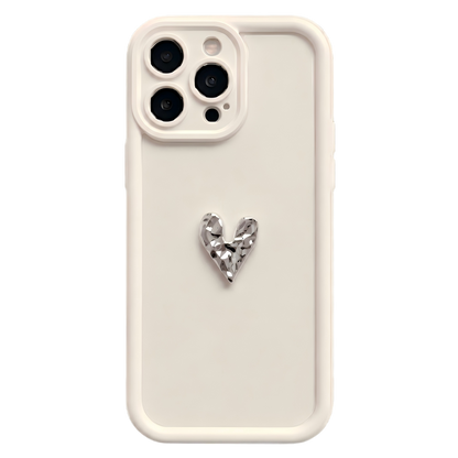 Custom Name Phone Case with 3D Silver/Gold Heart – Make It Truly Yours