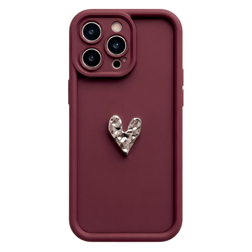 Custom Name Phone Case with 3D Silver/Gold Heart – Make It Truly Yours