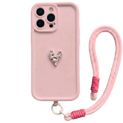 Custom Name Phone Case with 3D Silver/Gold Heart – Make It Truly Yours