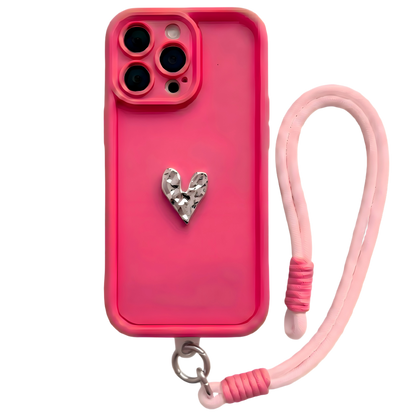 Custom Name Phone Case with 3D Silver/Gold Heart – Make It Truly Yours