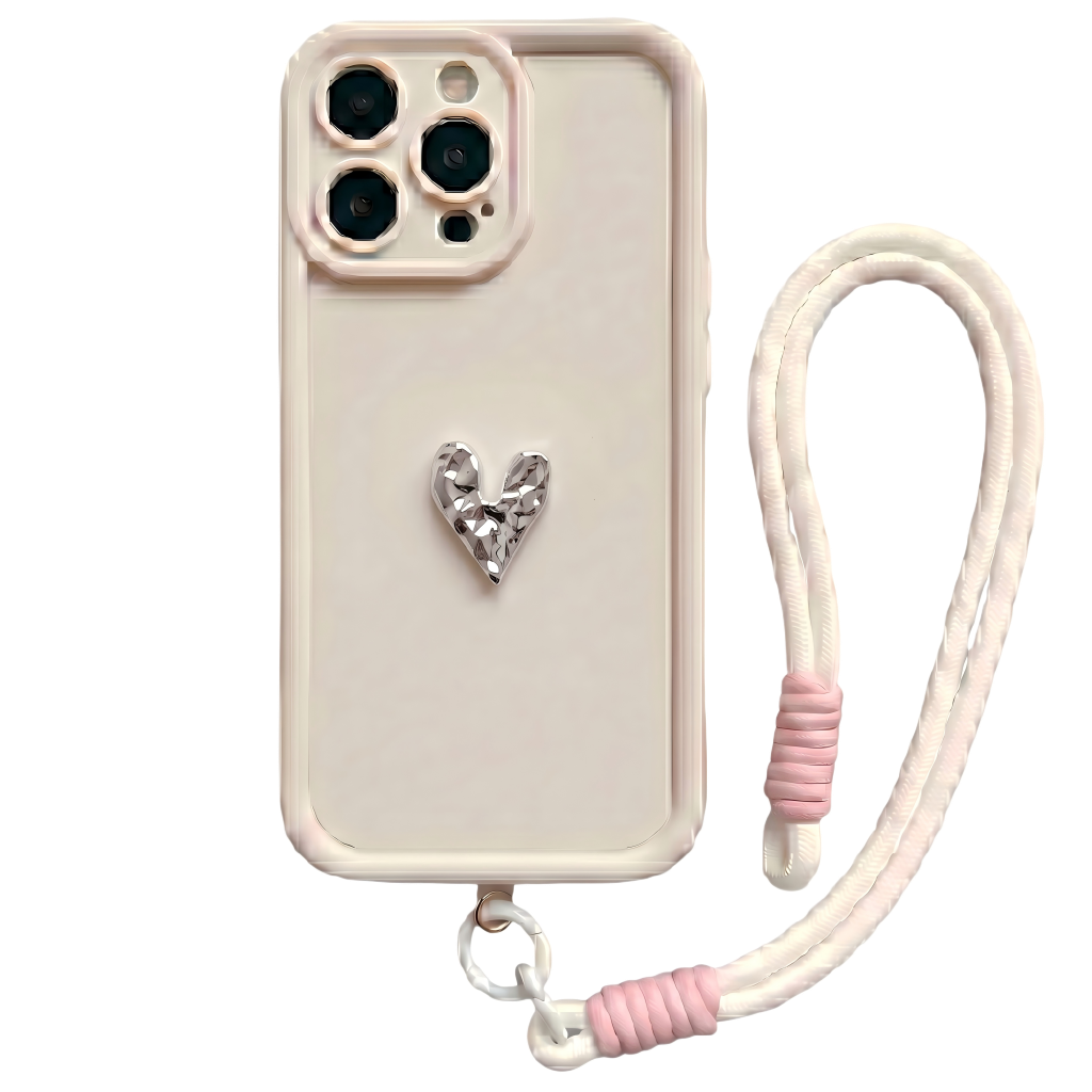 Custom Name Phone Case with 3D Silver/Gold Heart – Make It Truly Yours