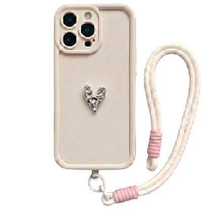 Custom Name Phone Case with 3D Silver/Gold Heart – Make It Truly Yours
